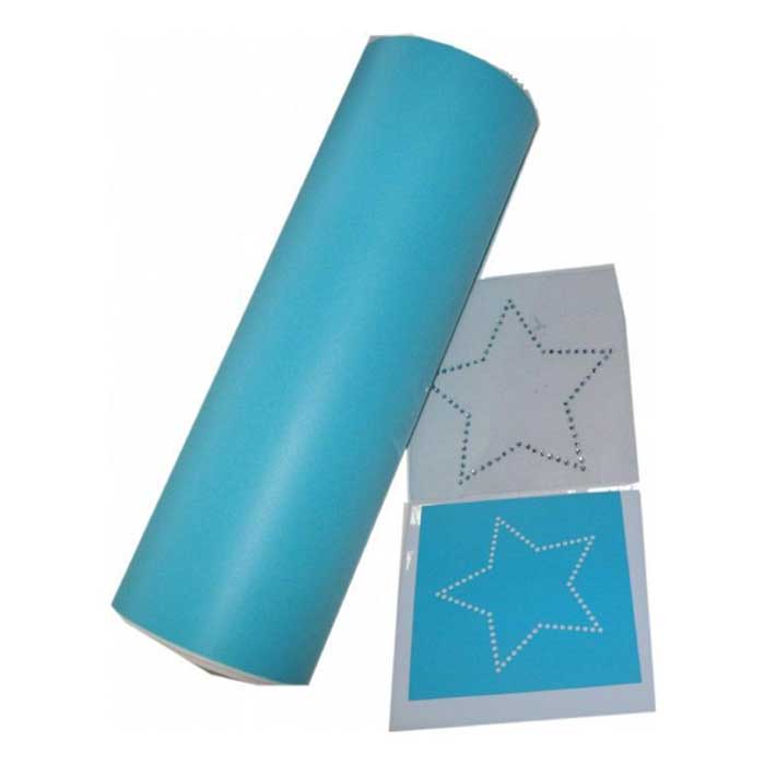 ADESIVO PER CLICHE' STRASS AZZURRO H 30 CM AL MTL